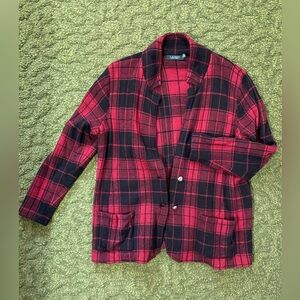 Ralph Lauren Red and Black Plaid Cashmere Cardigan